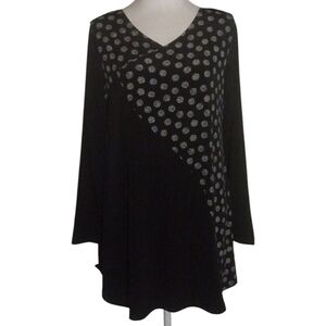 Clara Sun Woo Long Sleeve Stretchy Art To Wear Black & White Blouse Size Small